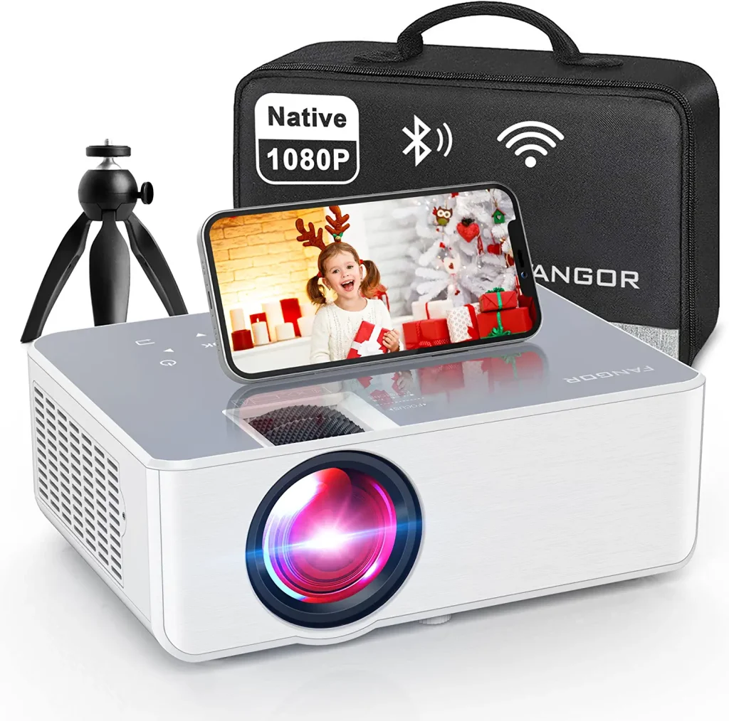 1080P HD Projector, WiFi Projector Bluetooth Projector, FANGOR 230" Portable Movie Projector with Tripod