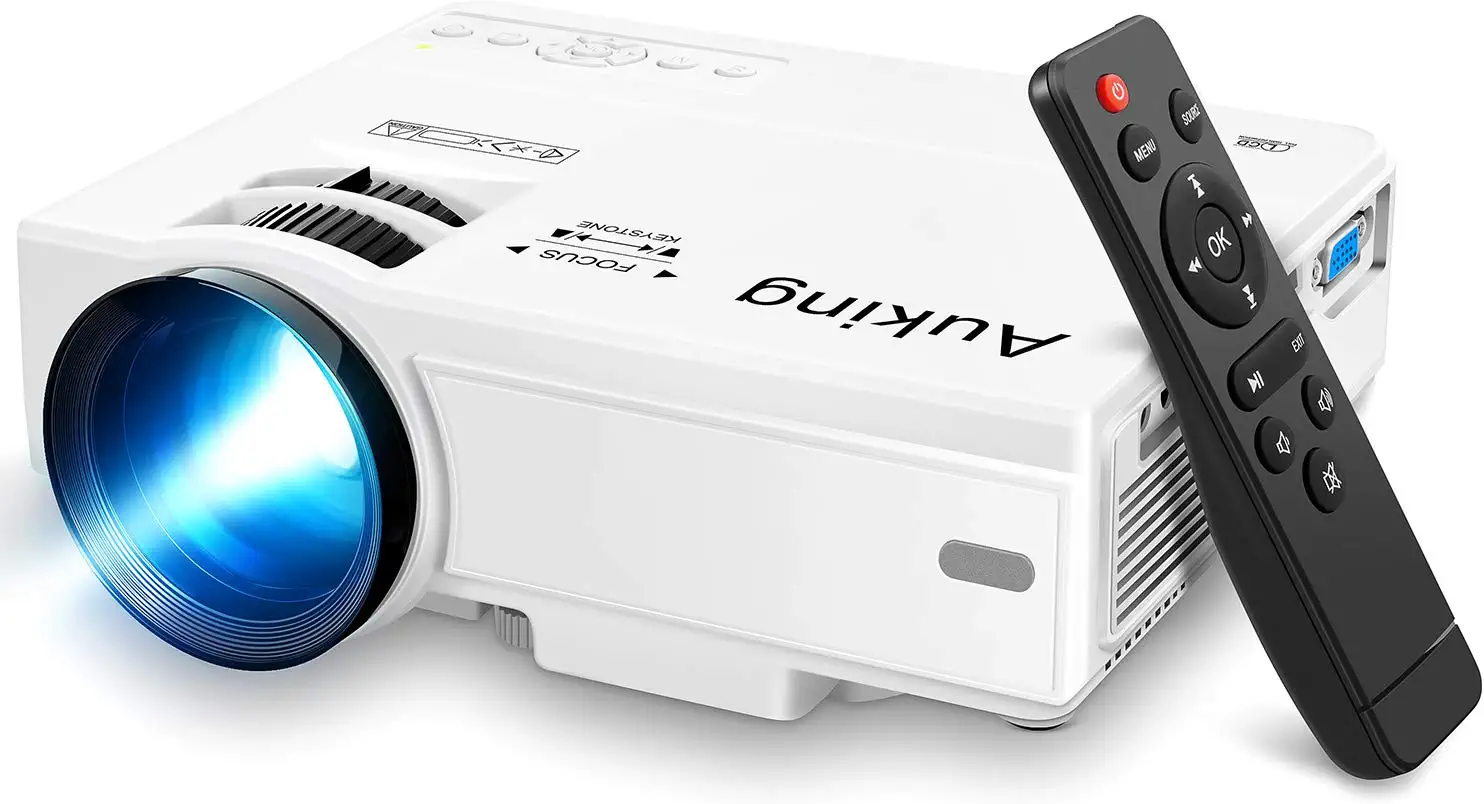 AuKing Mini Projector 2022 Upgraded Portable Video-Projector,55000 Hours Multimedia Home Theater Movie Projector