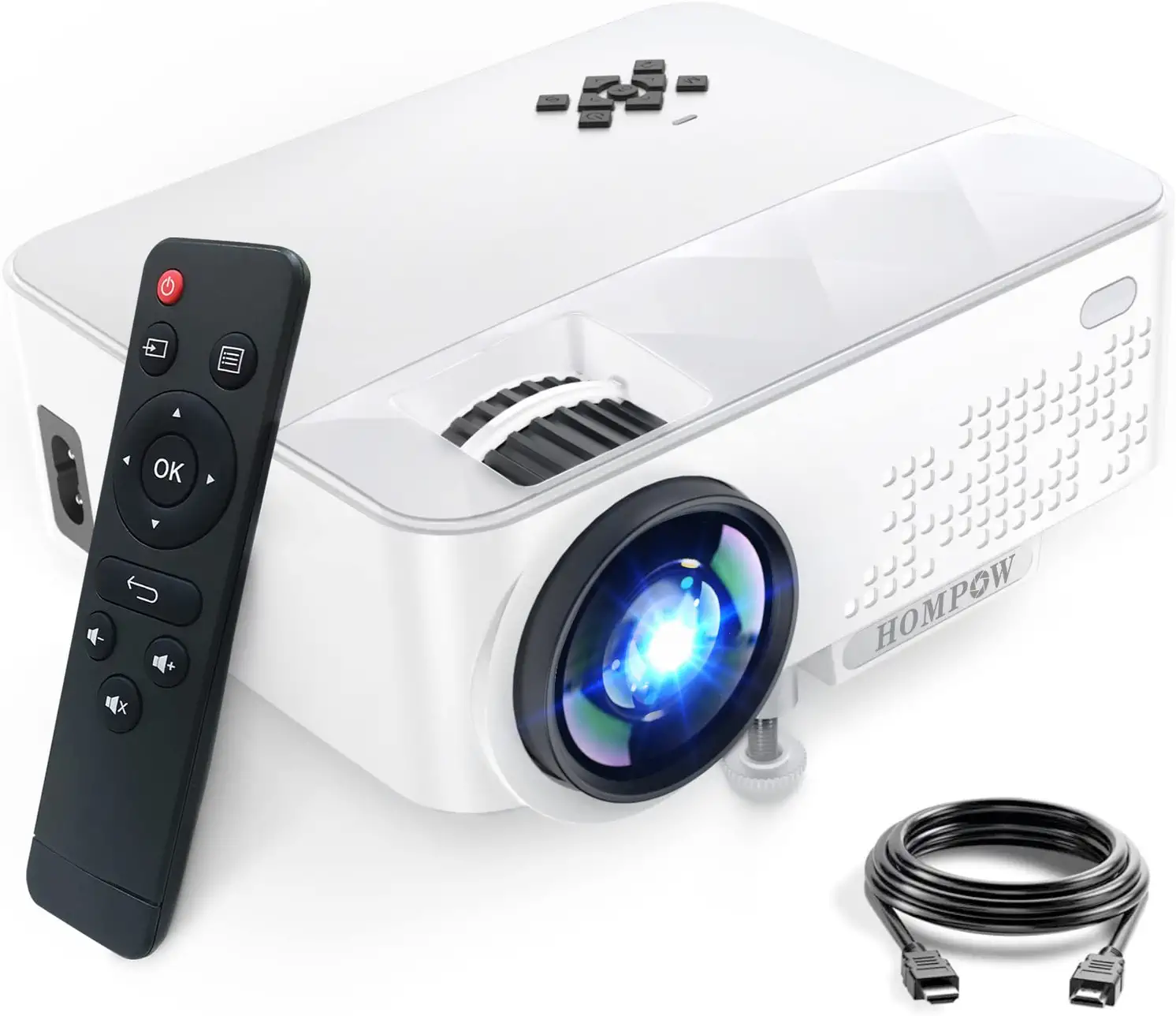 Mini Projector,HOMPOW Portable Projector 1080P Supported 2022 Upgraded Movie Projector